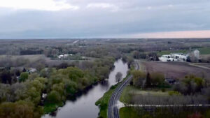 Aerial view of the village of Saukville, WI