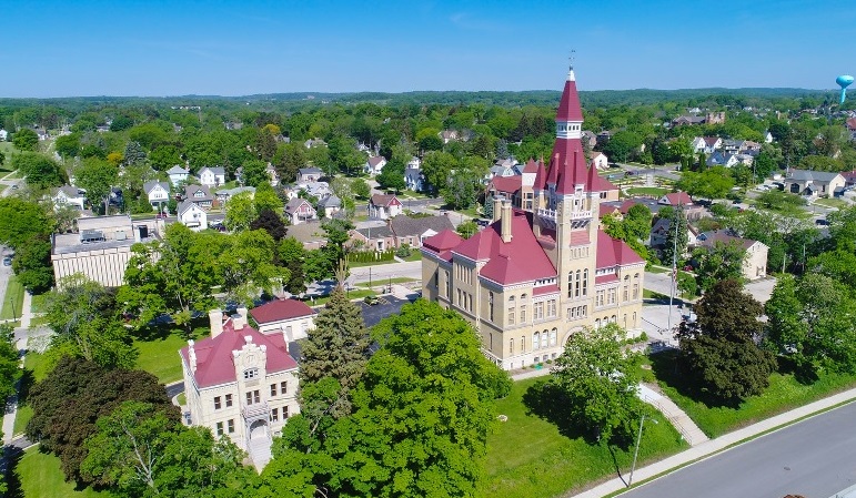 Aerial view of West Bend, WI