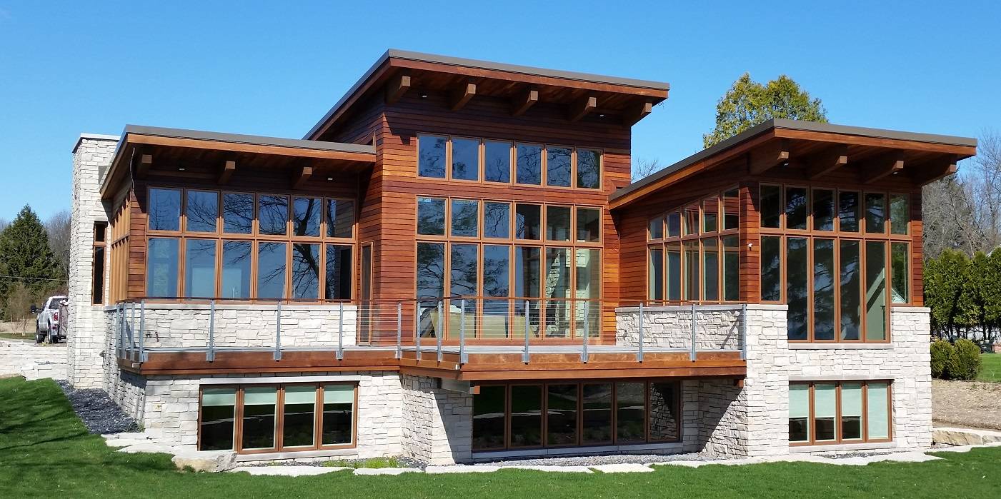 TheButterfly House custom designed and custom built home.  Single story modern Prairie design.  Custom home built by homebuilder Mikkelson Builders of Mequon, WI.